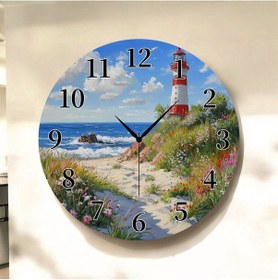 Resim Doğa Manzara Renkli Baskı Desenli Sayılı Hediyelik Ahşap Sessiz Tablo Duvar Saati 116 Renkli 