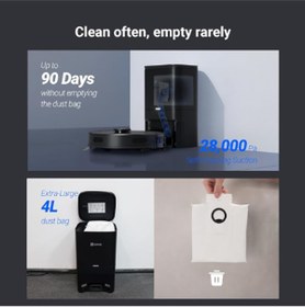 Resim EZVIZ RE4 Plus Black Akıllı ve Paspaslı Robot Süpürge Otomatik Çöp Boşaltma ve Şarj, Halı Algılama 