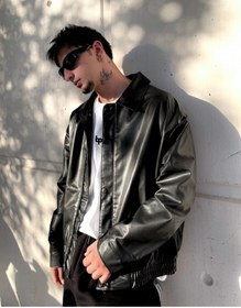 Resim BPM Erkek Oversize Vintage Deri Ceket 