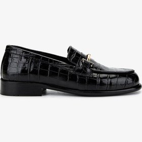 Resim Valmenti Kadın Hakiki Deri Siyah Kroko Loafer Ayakkabı 1122 2580 Bn Ayk Y25 Sıyah Kroko Siyah 