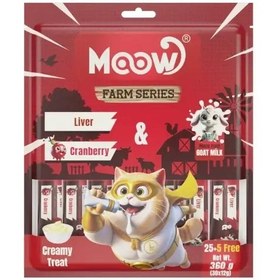 Resim Moow Ciğerli Kızılcıklı ve Keçi Sütlü Yetişkin Sıvı Kedi Ödül Maması 1 Adet 30x12 Gr 