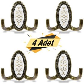 Resim Badem10 Seçil Vestiyer Duvar Askısı Dolap Elbise Askılığı Antik Askı 4 Ad (512853982) Haki 