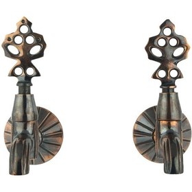 Resim FKN İkili Lüx Bakır Eskitme Osmanlı Musluk Kahverengi 