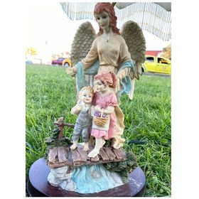 Resim Melek Figürlü Antika Abajur 65 CM Hafif Kusurlu 