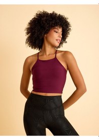 Resim İp Askılı Spor Bra - Sporcu Sütyeni Mürdüm 