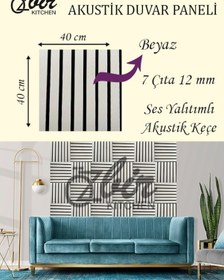 Resim Özbir Kıtchen Beyaz Akustik Duvar Paneli 40x40 Ahşap Duvar Paneli 