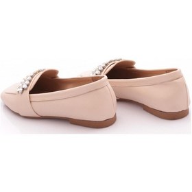Resim Dgn 50085-23y Kadin Kristal Taşli Tokali Loafer Ten Cilt 