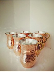 Resim 6'Lı El Dövmesi Nostaljik Bakır Su & Ayran Bardağı 