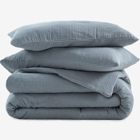 Resim Koza Pamuklu Gaze Dokulu Nevresim Seti Lacivert - Lacivert / 160x220 