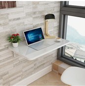 Resim Kydoniahome 72X45 Cm Parlak Beyaz Oval Köşeli Mdf Katlanır Duvara Monte Masa 