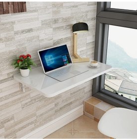 Resim Kydoniahome 72X45 Cm Parlak Beyaz Oval Köşeli Mdf Katlanır Duvara Monte Masa 
