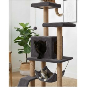 Resim AyrStore Reyo Pet S9 Kedi Tırmalama Kulesi Platformlu 124 cm Antrasit 