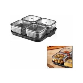 Resim EkoAlışverişDünyam 4 Bölmeli Akrilik Pratik Sızdırmaz Kapaklı Tepsili Kahvaltılık Seti 