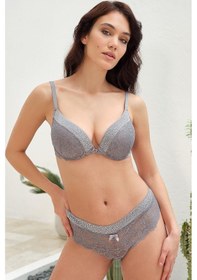 Resim Anıl 4815 Kadın Balenli Destekli Dolgulu Taşlı Dantelli Sütyen Ve String Takım 001 
