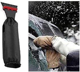 Resim Eldivenli Buz Kazıyıcı Kırıcı Silikonlu Araç Cam Kar Silici Temizleyici Buz Kırıcı Cam Temizleyici 