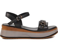 Resim Voyager Siyah Kadın Düz Sandalet Çok Renkli 