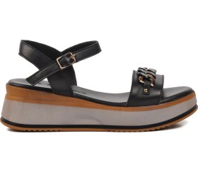 Resim Voyager Siyah Kadın Düz Sandalet Çok Renkli 