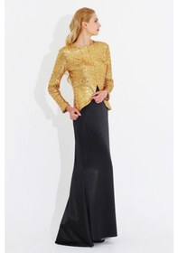 Resim Nidya Moda Büyük Beden Saten Siyah Etek-3003S Siyah 