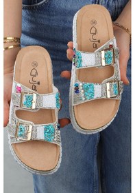 Resim Vojo Quenn Taş Boncuk Detaylı Deniz Plaj Günlük Kadın Terlik 267800001837 05 Beyaz BEYAZ Beyaz 