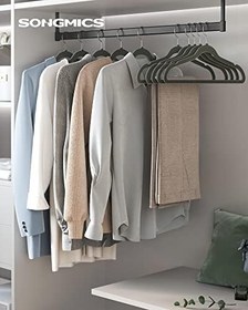 Resim SONGMICS Kadife Elbise Askısı, 30'lu Set, Askı, Ceket Askısı, 41,5 cm Genişliğinde, Elbise Askısı, Ince, 360° Dönebilen Kanca, Mont, Gömlek ve Takım Elbise İçin, Gri, Crf26V 