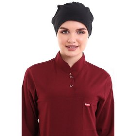 Resim Siyah Tesettür Cerrahi Bone - Tesettür Doktor Hemşire Bonesi-Standart-4805 Siyah 
