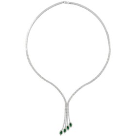 Resim OSMANLI GÜMÜŞ Aura Zümrüt Taşlı Gümüş Su Yolu - Kolye 