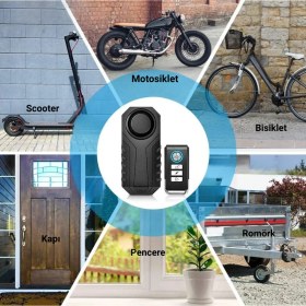 Resim Multizone Motosiklet Bisiklet Alarmı Kablosuz Uzaktan Kumandalı Su Geçirmez Titreşim Sensörlü 