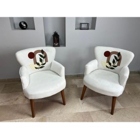 Resim WATERYBROOK Punch- 2li Koltuk Set - Tekli Koltuk Puf Seti - Berjer Tekli Koltuk - Punch Işlemeli 