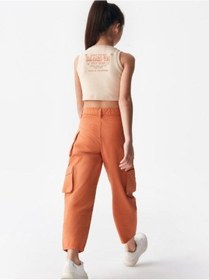 Resim Kız Çocuk Kargo Cepli Pantolon-13837-tarçın Tarçın 