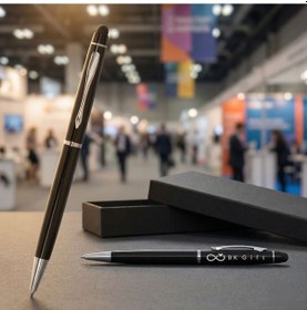Resim Bk Kurumsal Promosyon 1022 Metal Siyah Touchpen Kalem 10 Adet Lazer Baskılı Logolu Tükenmez Kalem 