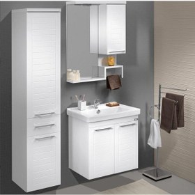 Resim Orka Perge 65 Cm Mdf Beyaz Banyo Dolabı Takımı Ve Boy Dolabı Beyaz 