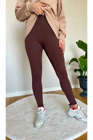 Resim Sevdim Butik Fitilli Tayt Içi Şardonlu Kahverengi 