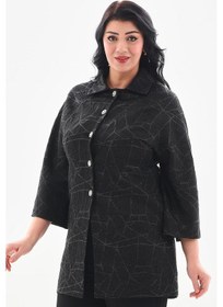 Resim Ladies First Büyük Beden 3869 Siyah Tek Ceket 001 