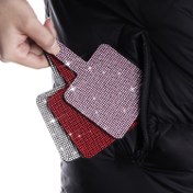 Resim Parıldayan Taşlı Elde Taşınabilir Makyaj Aynası - Düğünler & Seyahat için Pille Çalışmayan Kozmetik Ayna 