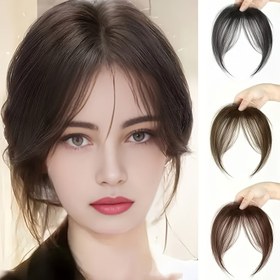 Resim Kadınlar için Yüksek Sıcaklık Fibrili Sentetik Düz Saç Peruk, Kabarık Yan Saçlar, Temel Stil, Günlük ve Parti Giyiminde Kullanılan Saç Flipper Bangs ile 