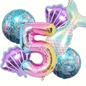 Resim Denizkızı Doğum Günü Balon Seti - Canlı "Mutlu Doğum Günü" Numara Balonları Deniz Kabuğu ve Kalp Tasarımları ile, Işık Mavi, Pembe, Mor ve Turkuaz Aksesuarlar Parti Süslemeleri, Kutlamalar ve Şenlikli Ev Dekorasyonu için, Doğum Günü Partisi Süslemesi 