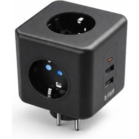 Resim Akım ve Voltaj Korumalı Küp Priz 3 USB Destekli Nemere 