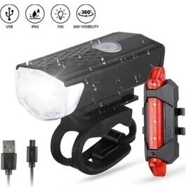 Resim Sarfex Şarjlı Bisiklet Lambası Feneri Ön Far Arka Stop Aydınlatma Seti 