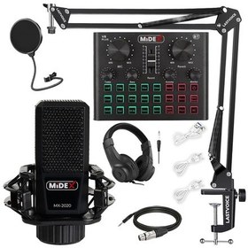 Resim Midex MX-2020 Live Set Efektli Ses Kartı Mikrofon Stand Kayıt Can 