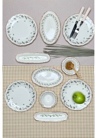 Resim Tabak Evi Stoneware Flower Green Kahvaltı Takımı 6 Kişilik 14 Prç Beyaz - Yeşil 