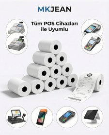 Resim MKJEAN Pos 56x14 Termal Pos Kağıdı Rulosu 500 adet li Rulo - Tüm Pos Cihazlara Uyumlu 