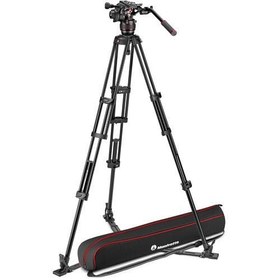 Resim Manfrotto 608 Nitrotech Fluid Video Başlıklı Aluminum Twin Leg Tripod Ground Spreader (MVK608TWINGA) 