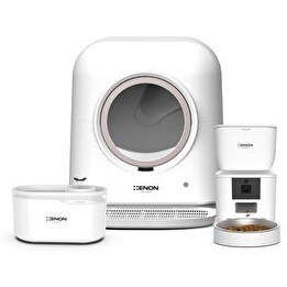 Resim Xenon Smart Akıllı Otomatik Kedi Tuvaleti Akıllı Mama Kabı ve Ultra Sessiz Led Işıklı Kedi Su Pınarı 3'lü Set 