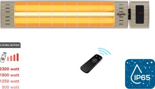 Resim Simfer Sp2351 Art Plus Karbon Serisi Ip65 Suya-toza Dayanıklı 2300 W Bej Uzaktan Kumandalı İç/dış Mekan Isıtıcı 