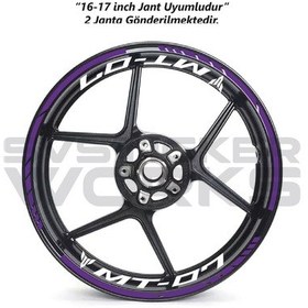 Resim Yamaha Mt-07 Jant Sticker Dış Ve İç Set Sticker Jant Şeridi Mor 