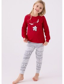 Resim Arnetta Kız Çocuk Garson Kırmızı Pijama Takım 3052 001 
