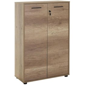 Resim Adore Mobilya Newyork 3 Raflı Tam Kapaklı Kilitli Kitaplık-açık Ceviz(tori) 72x110x34 Cm (gxyxd) 