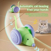 Resim USB Şarj Edilebilir Otomatik Kedi Oyuncağı LED Işıklı - İç Mekan Kedileri için Akıllı Algılama Hareketli Fare, Zeka Engelleri Tartışmalı Etkileşimli Elektrikli Kedi Oyuncak, Yeşil Karikatür Tasarım, Küçük Irklar İçin Mükemmel 