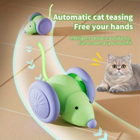 Resim USB Şarj Edilebilir Otomatik Kedi Oyuncağı LED Işıklı - İç Mekan Kedileri için Akıllı Algılama Hareketli Fare, Zeka Engelleri Tartışmalı Etkileşimli Elektrikli Kedi Oyuncak, Yeşil Karikatür Tasarım, Küçük Irklar İçin Mükemmel 
