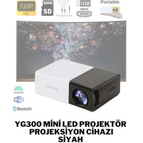 Resim Wearfitpro YG300 Mini 720P Android Wireless Bluetooth Destekli Portatif Projeksiyon Cihazı Siyah 